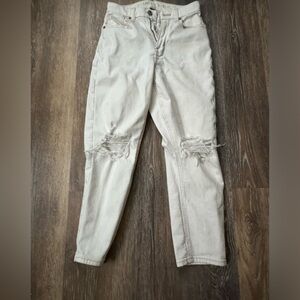 American Eagle Outfitters Cream High Rise Jeans